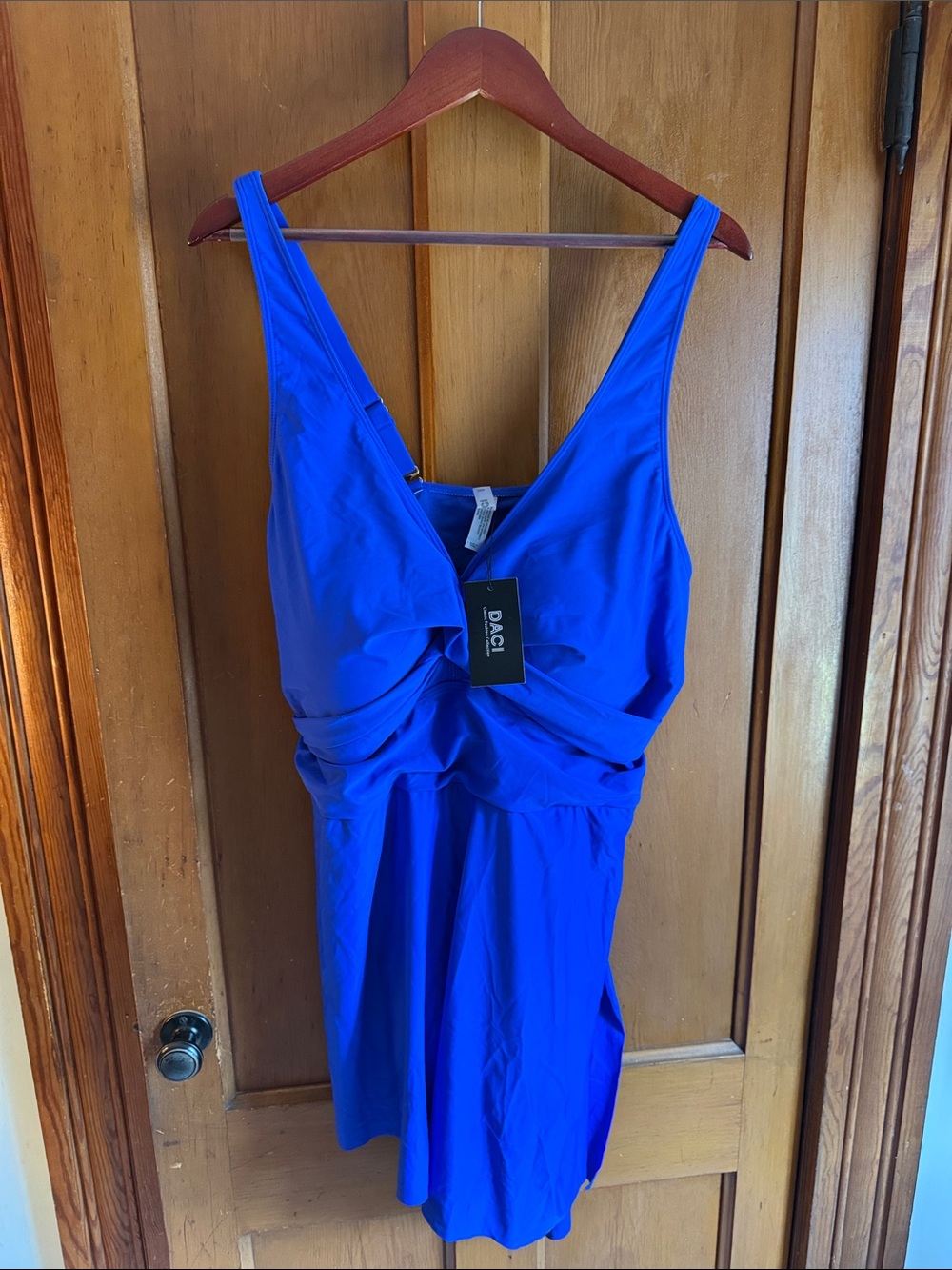 Royal Blue Plus Size 24W Twist-Front Swimdress